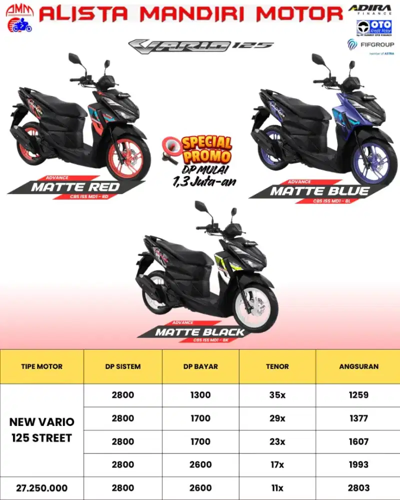 DP MULAI 1,3 VARIO 125 STREET 2026 CASH & KREDIT