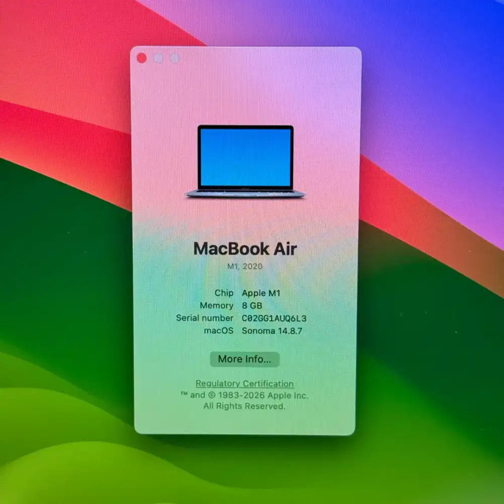 Macbook Air M1 13 Inch Ram 8 Ssd 128 Space Grey Mulus No Minus