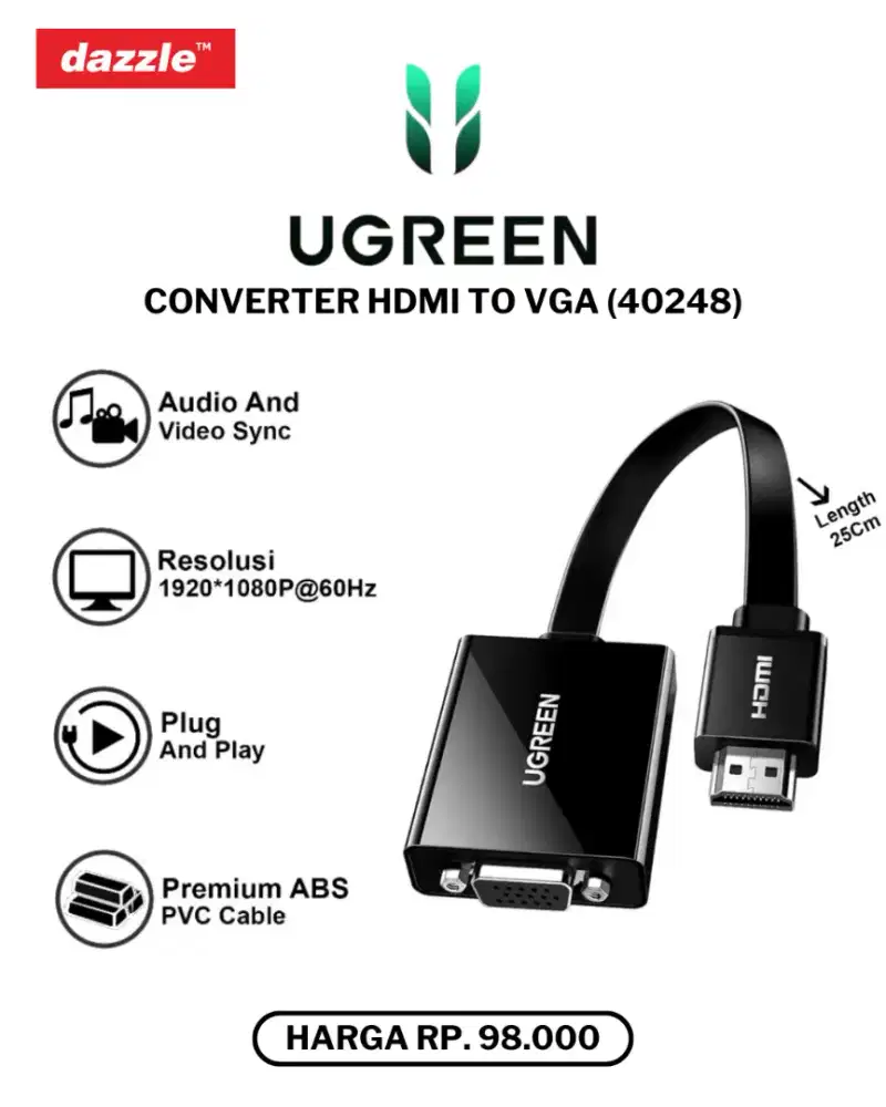 UGREEN CONVERTER HDMI TO VGA (40248)