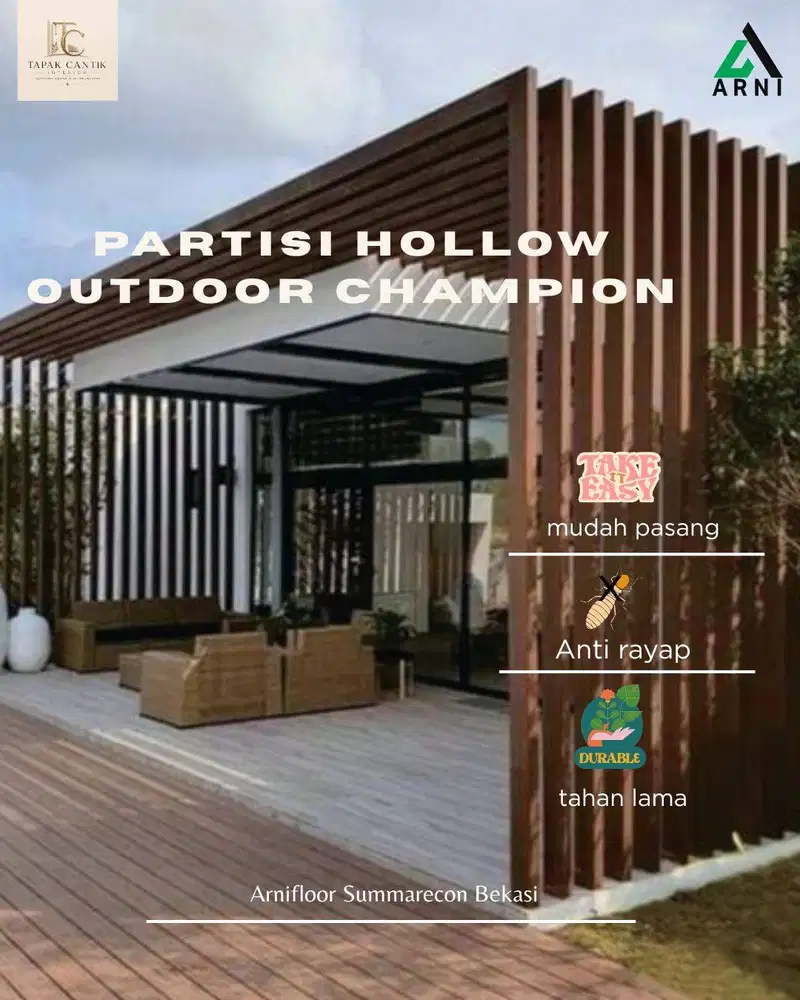 Partisi hollow outdoor champion , kuat dan tahan lama