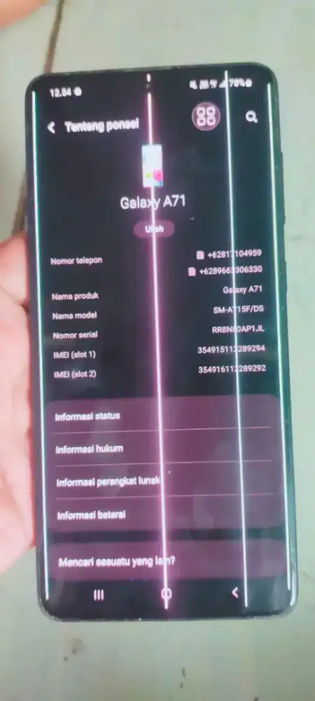 Samsung a71 ram 8/128gb minus garis sesuai pict