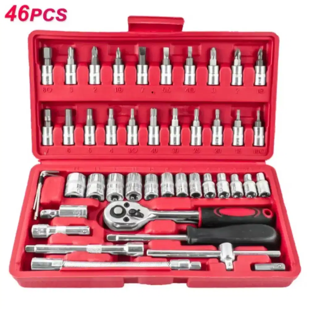 Set Kunci Shock 1/4 Socket + Obeng Socket Set 46pcs