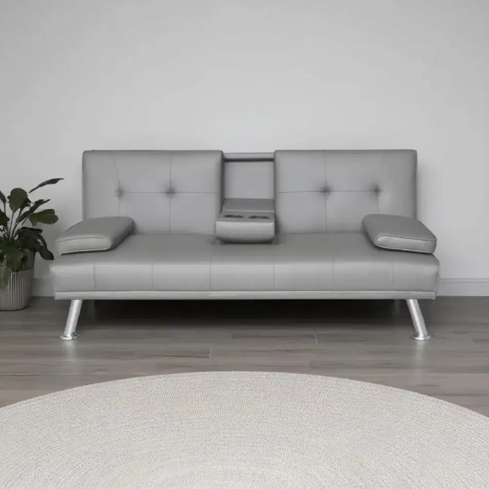 Informa Geni Sofa Bed Kulit Dengan Console A15 - Abu-abu