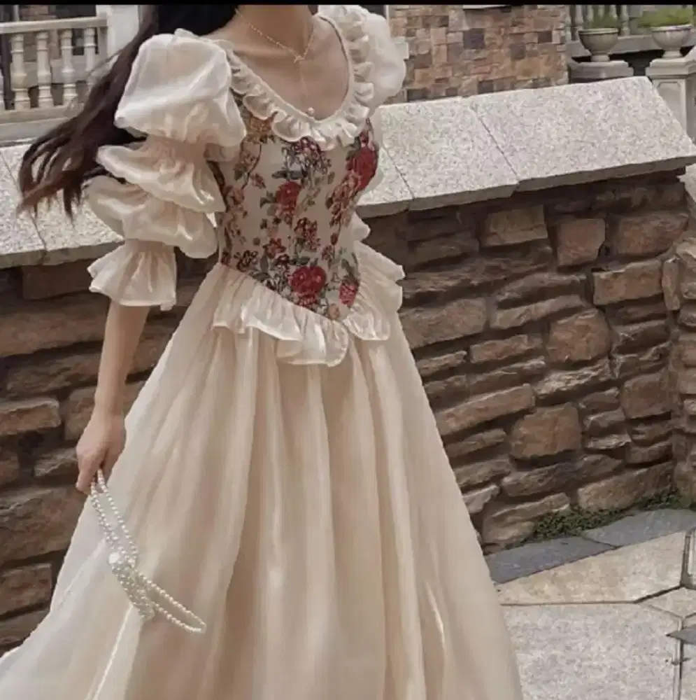 Dress Darling Lengan Panjang Putri Buronan Retro Perancis Untuk Wanita
