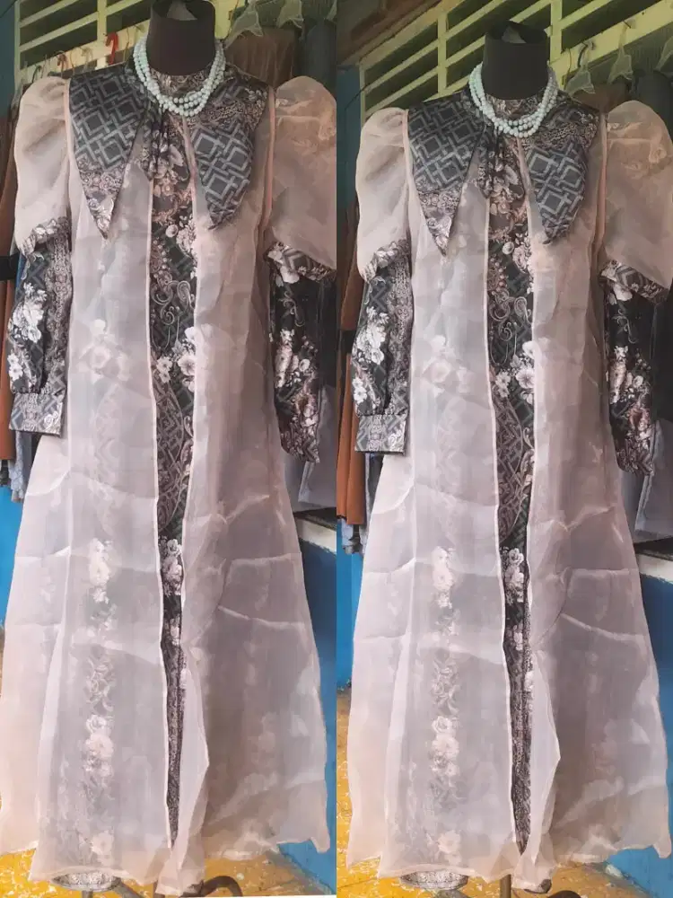 Gamis 2in1 outer organza terpisah