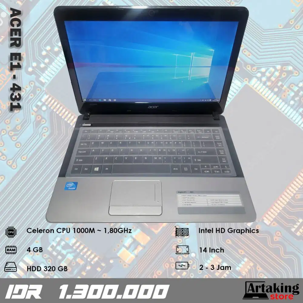 Acer E1 - 431 - Celeron 1000M - Ram 4 GB - Normal Siap Pakai