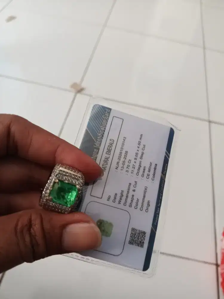 Batu zamrud ring perak nikel