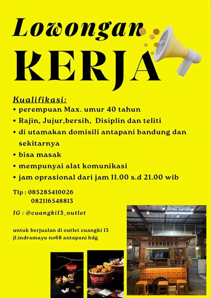 LOWONGAN PEKERJAAN UNTUK JAGA OUTLET CUANGKI 13