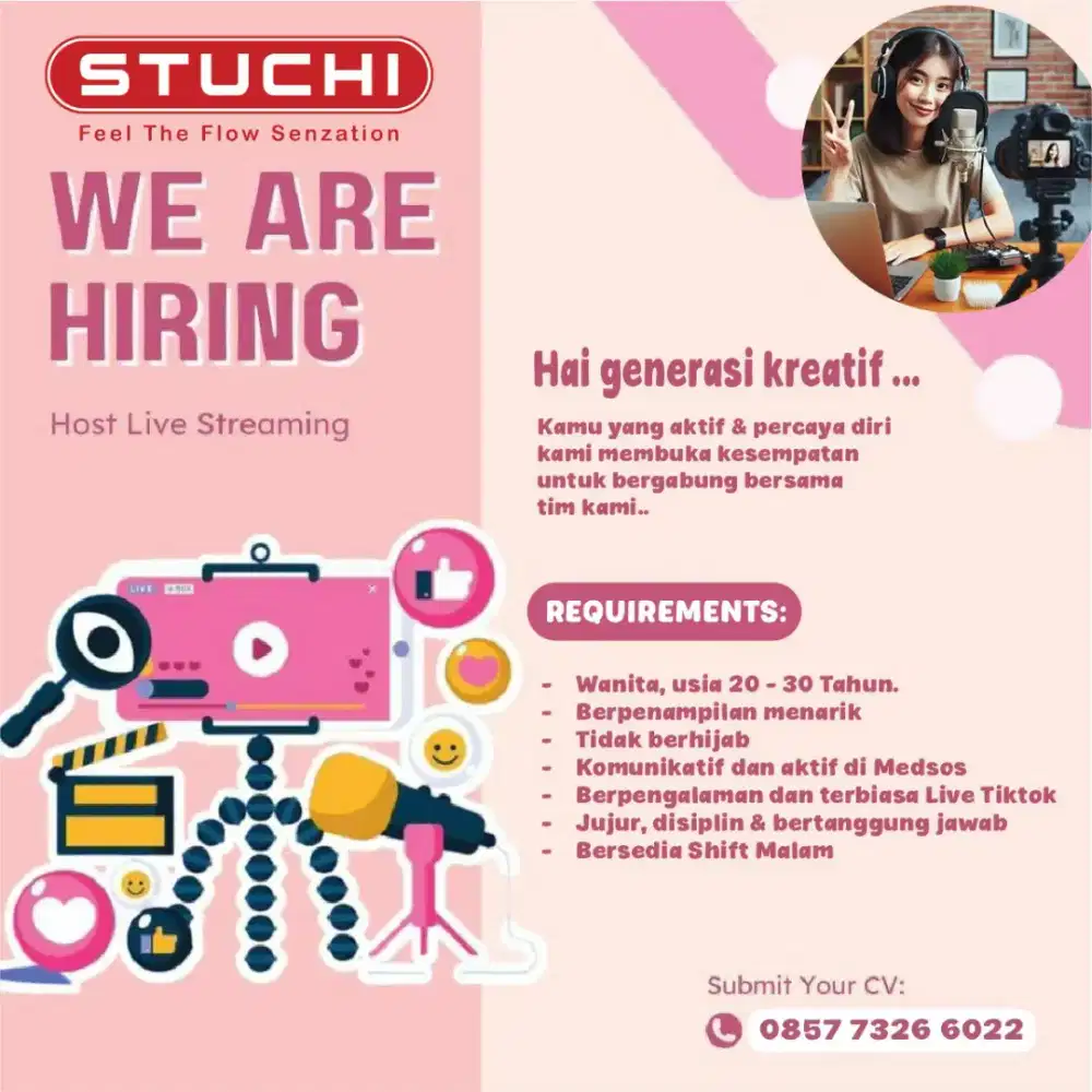 Dibutuhkan Host Live Streaming WANITA