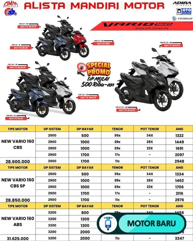 DP MULAI 500 RIBU VARIO 160 CBS CASH & KREDIT