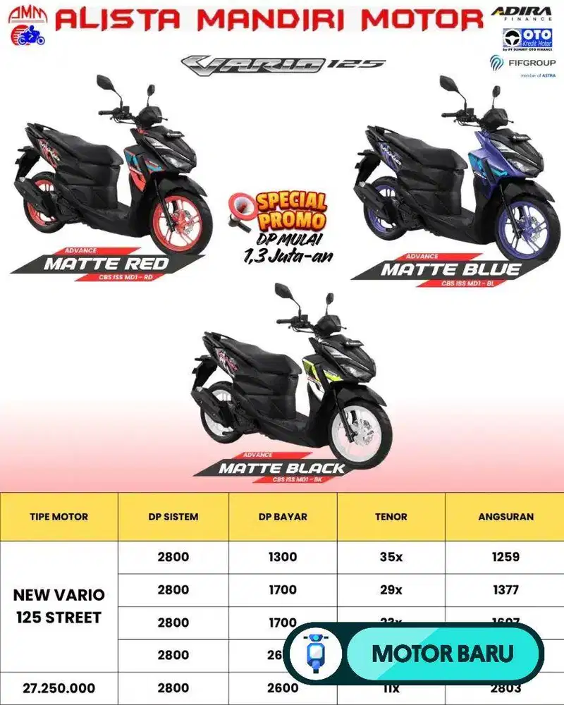 DP MULAI 1,3 VARIO 125 STREET 2026 CASH & KREDIT