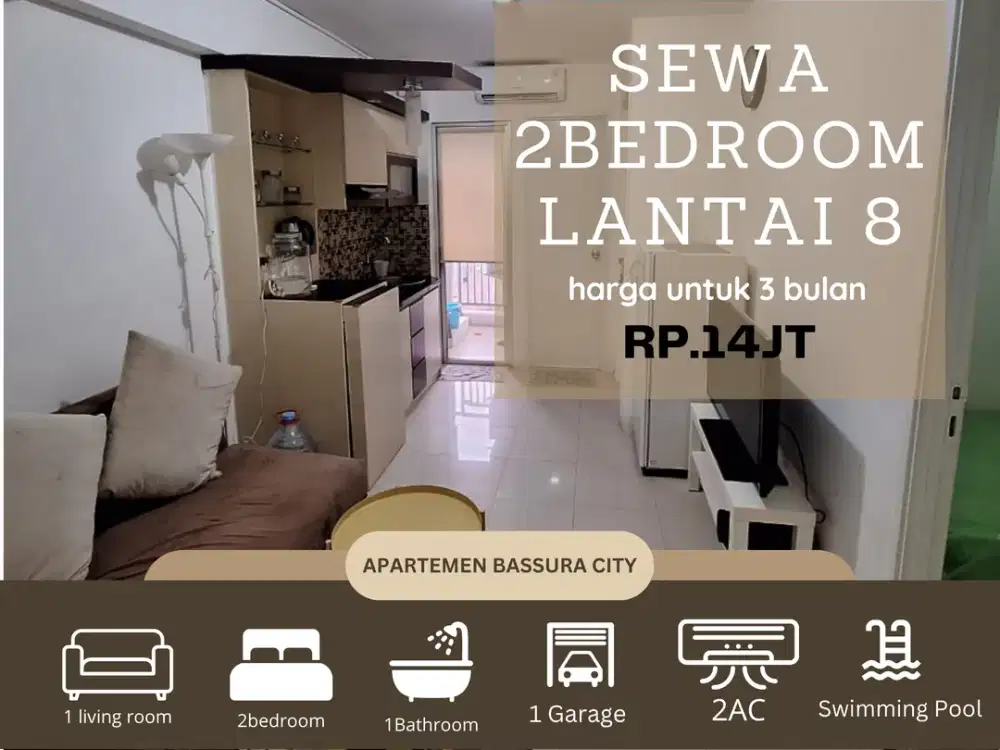 sewa 2 kamar full furnis tower terbaru apartemen bassura city