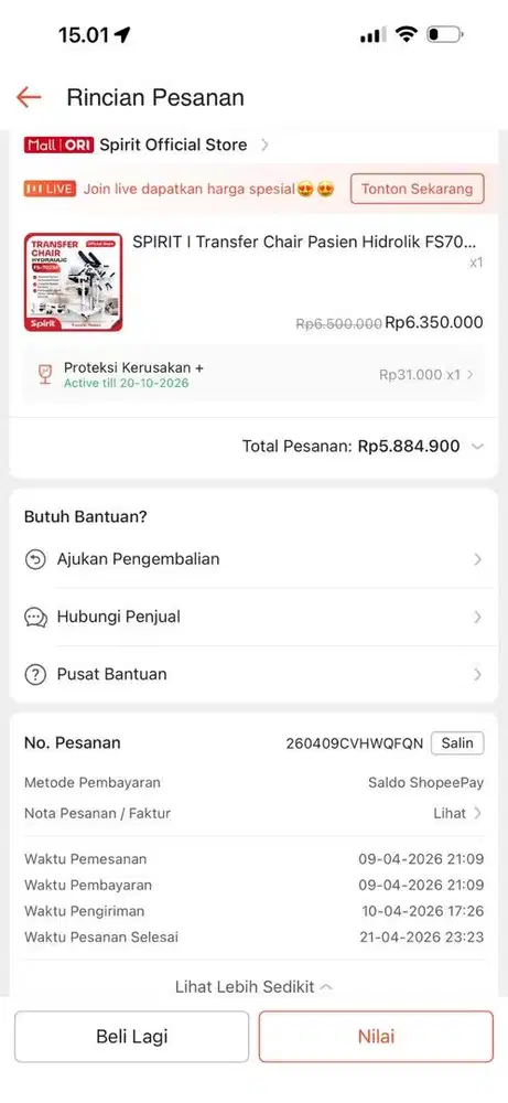 Transfer chair Alat kencing lansia