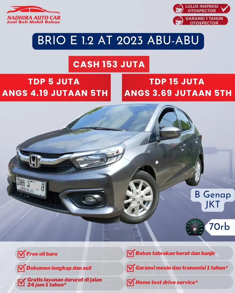 Angsuran 3 Jutaan Brio E 1.2 AT 2023