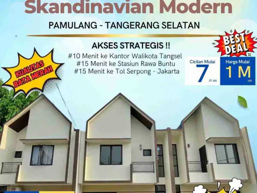 Rumah Scandinavian Readystok Pamulang Tangerang Selatan Dekat Tol BSD