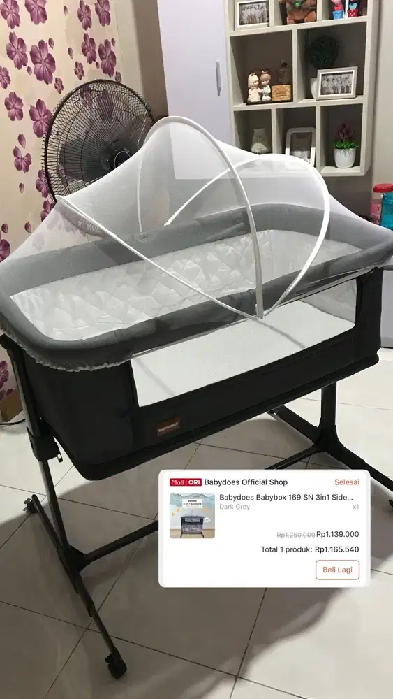 BabyDoes 3 in 1 Side Bed Preloved, Good Condition
