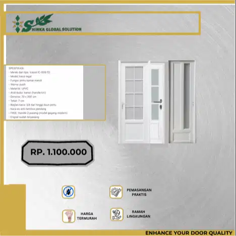 Pintu Kamar Mandi PVC C-009 FD – Desain Klasik, Kokoh & Anti Air