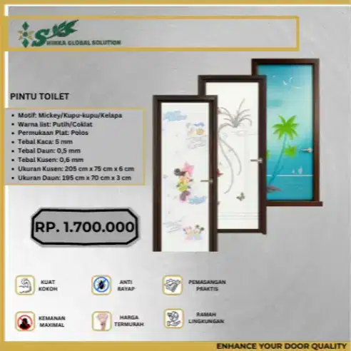 PINTU TOILET  TERMURAH TINGGAL PASANG