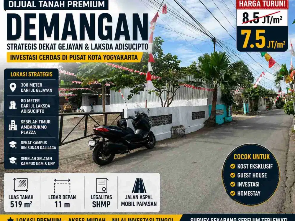 Tanah Premium Demangan Dekat Gejayan & Amplaz | SHM | Cocok Kost & Investasi