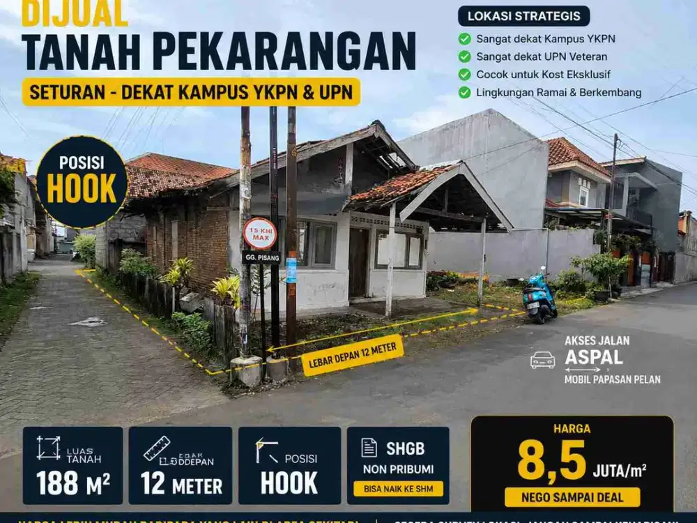 Tanah Hook Seturan Dekat Kampus YKPN & UPN | Cocok Kost Exclusive