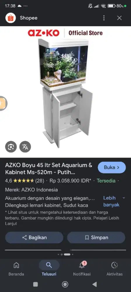Jual Aquarium Boyu plus ikan louhan kamfa