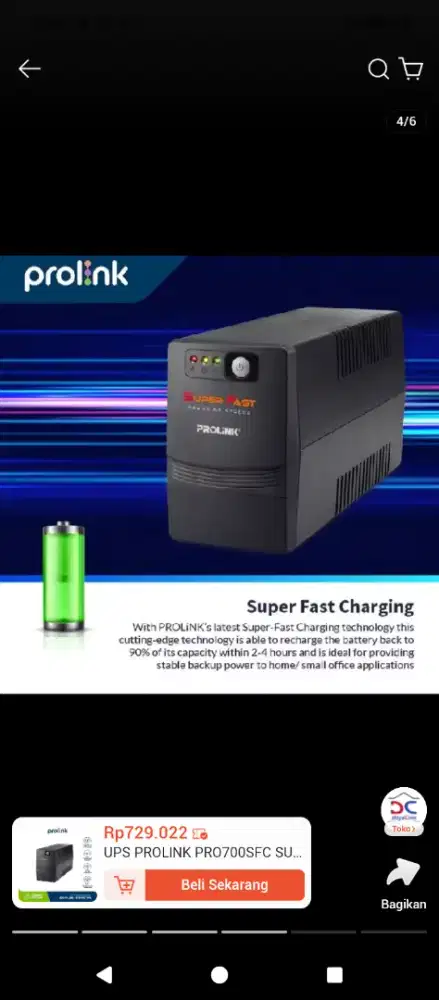UPS prolink PRo700sfc line interactive ups super fast charging speed