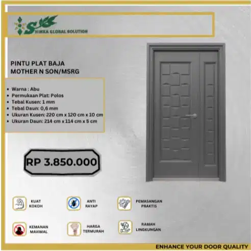Pintu Plat Baja Mother N SON - Aman & Kokoh TERMURAH
