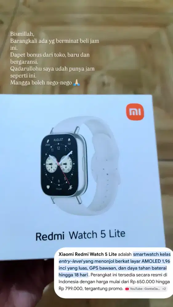 Redmi watch 5 Lite (Jam Baru harga second)