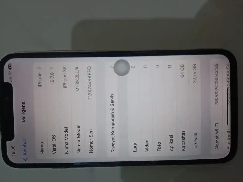 DIJUAL IPHONE XS MAX DENGAN VERSI IOS 18.7.8