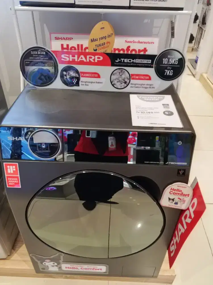 Dijual Mesin Cuci Front Loading SHARP 10.5KG Dryer 7KG