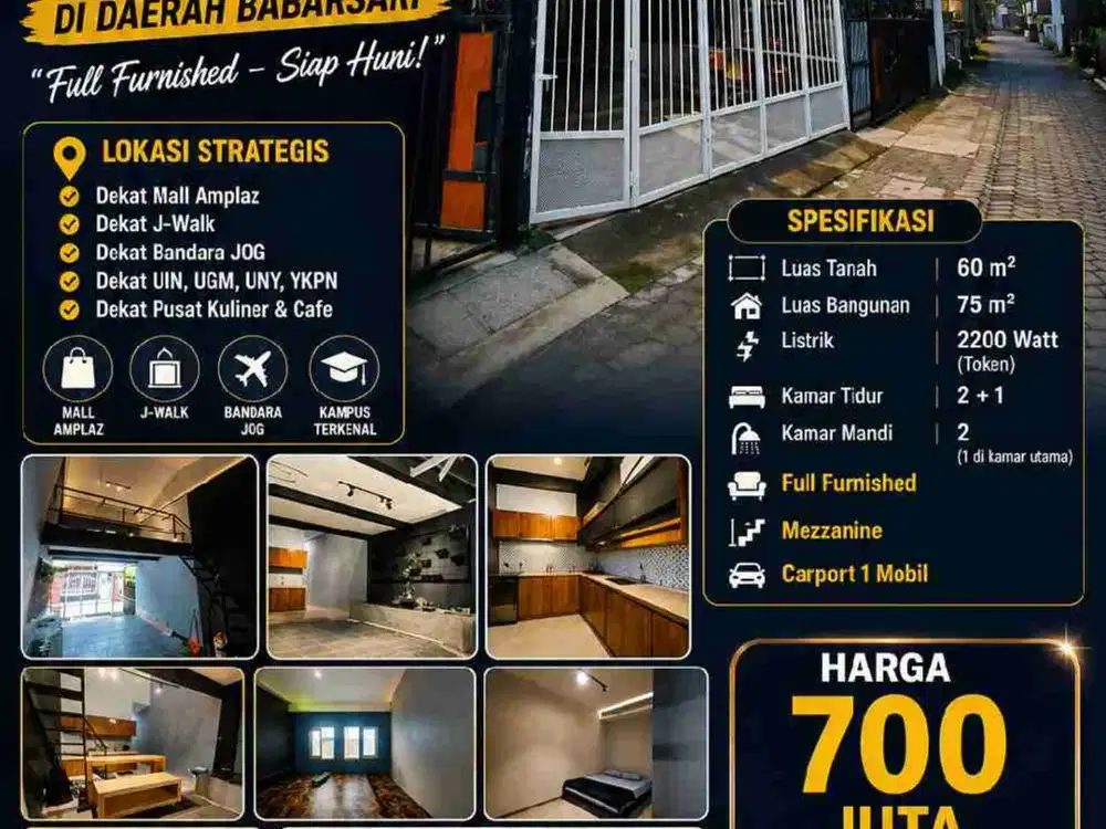 Rumah Minimalis Mewah Full Furnished Babarsari | Mezzanine & Dekat Kampus