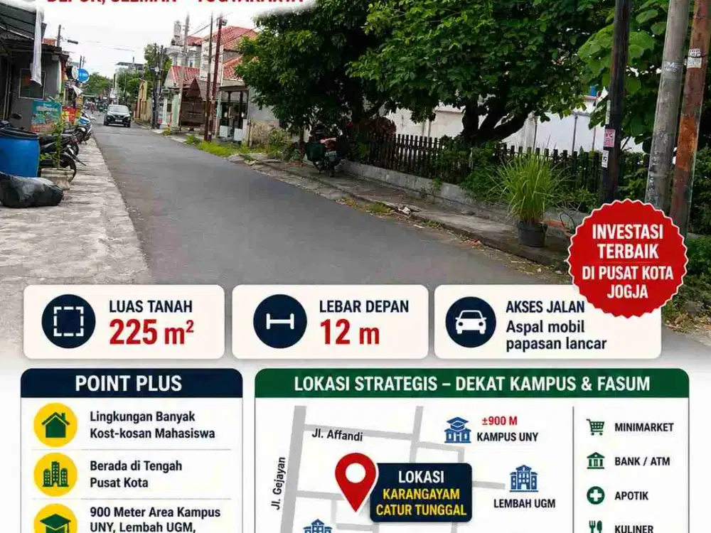 Tanah Pekarangan Strategis Karangayam Dekat UGM & UNY | Tengah Kota Jogja