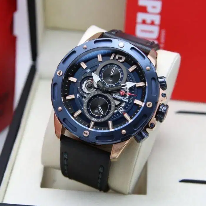 Jam Tangan Expedition Original E 6760 MC Warna Rose Gold Blue