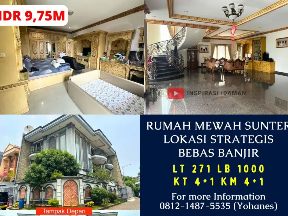 Rumah Mewah Posisi Hoek Sunter Lokasi Strategis Bebas Banjir