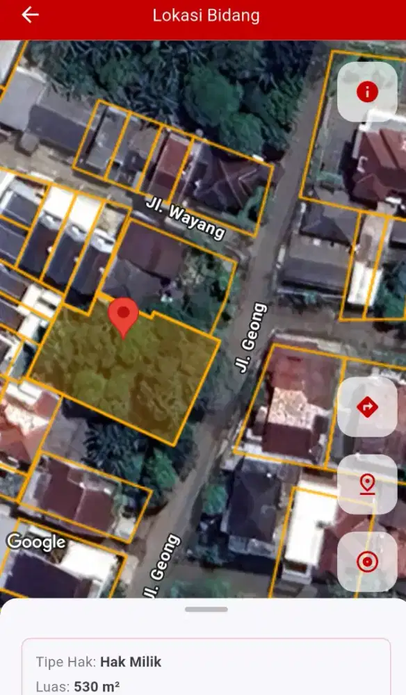 Tanah Kosong SHM 530 m² Lokasi Pemukiman Strategis