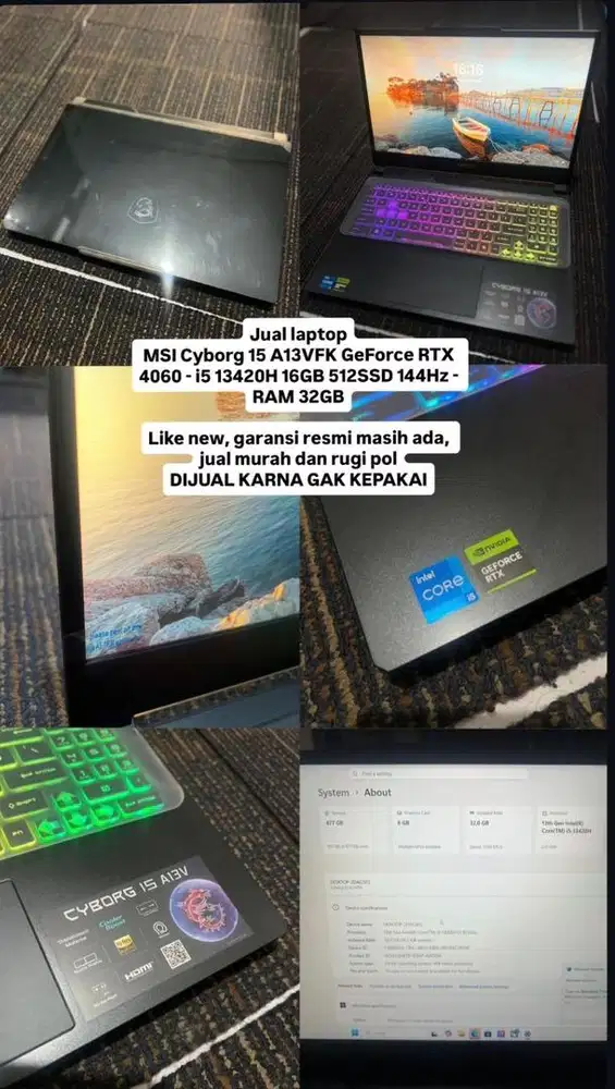 laptop MSI cyborg 15 A13VFK Like New mulus