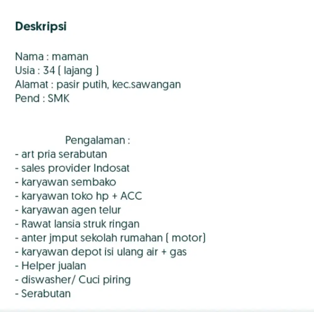 Cari kerjaan halal dibidang apa saja