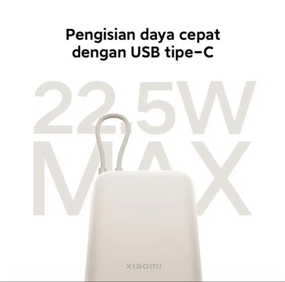 XIAOMI POWERBANK INTEGRATED CABLE 22.5 WATT FAST CHARGING 20.000 MAH