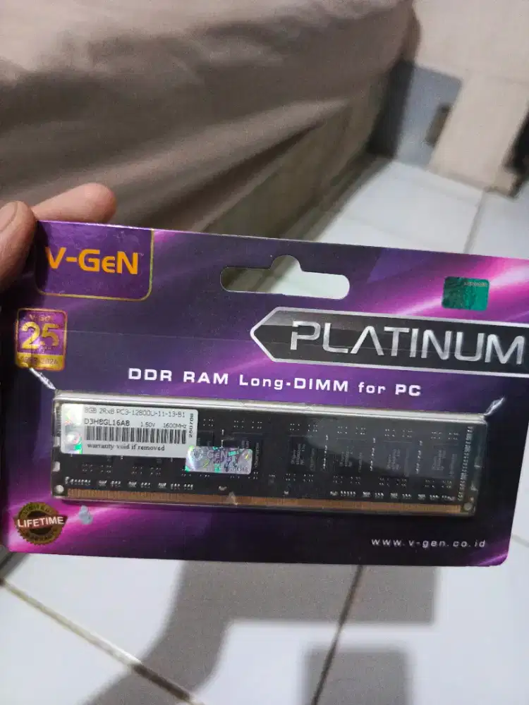 RAM V-GEN 8GB DDR 3-12800U , 1600MHz