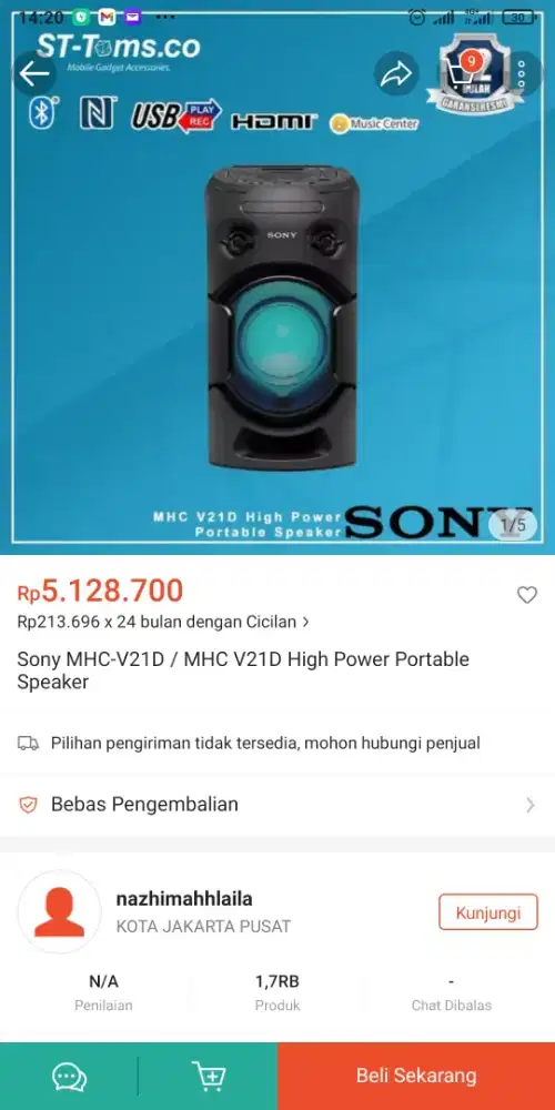 Partybox Sony MHC V21D speaker karaoke