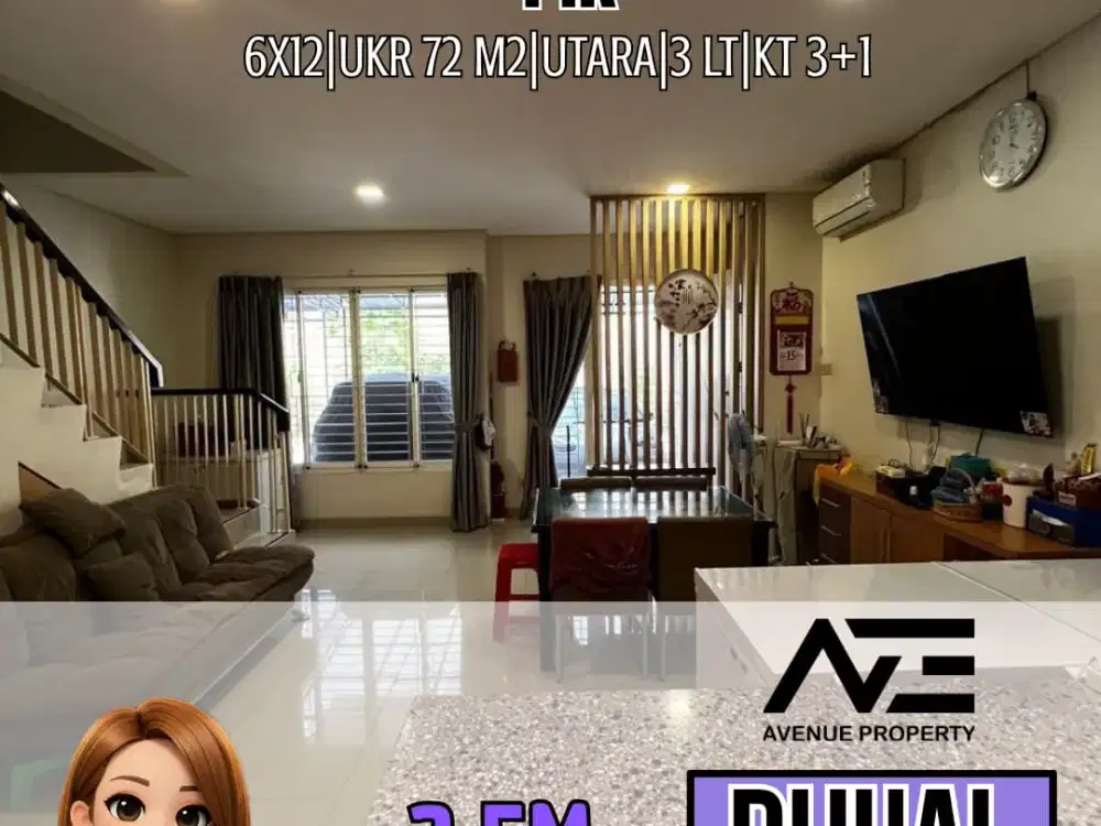 MURAH RUMAH VOLENDAM - PANTAI INDAH KAPUK UKR 6X12 MTR 3 LANTAI HADAP UTARA FULL FURNISH