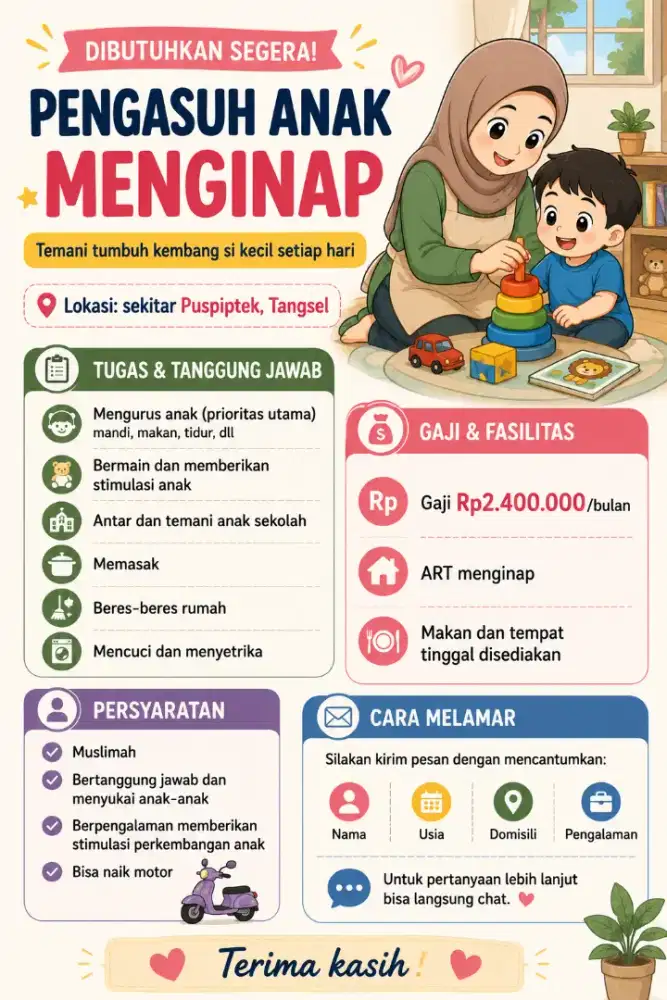 ART/Pengasuh Anak Menginap