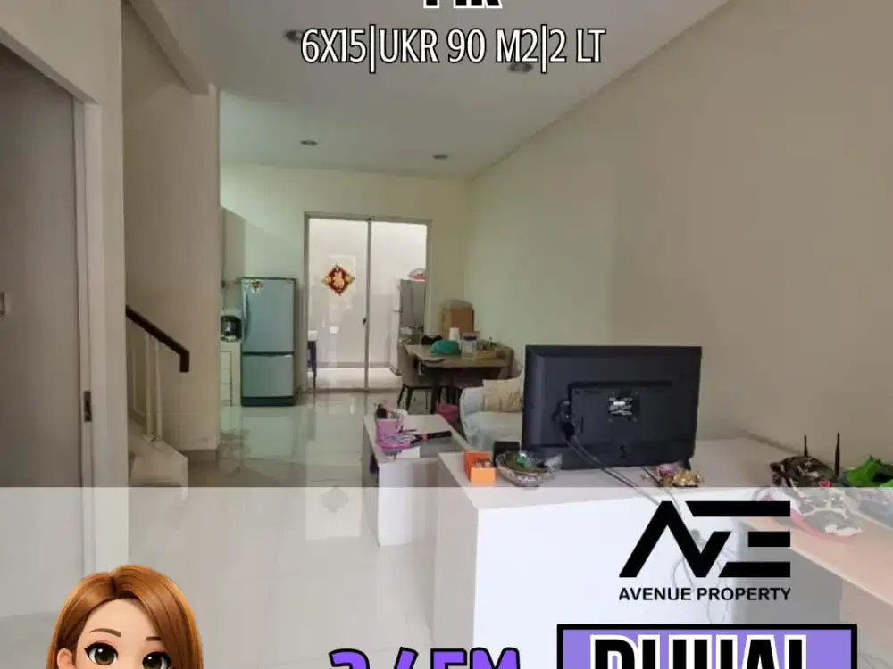 MURAH RUMAH LAYAR PERMAI - PANTAI INDAH KAPUK UKR 6X15 MTR 2 LANTAI SEMI FURNISH