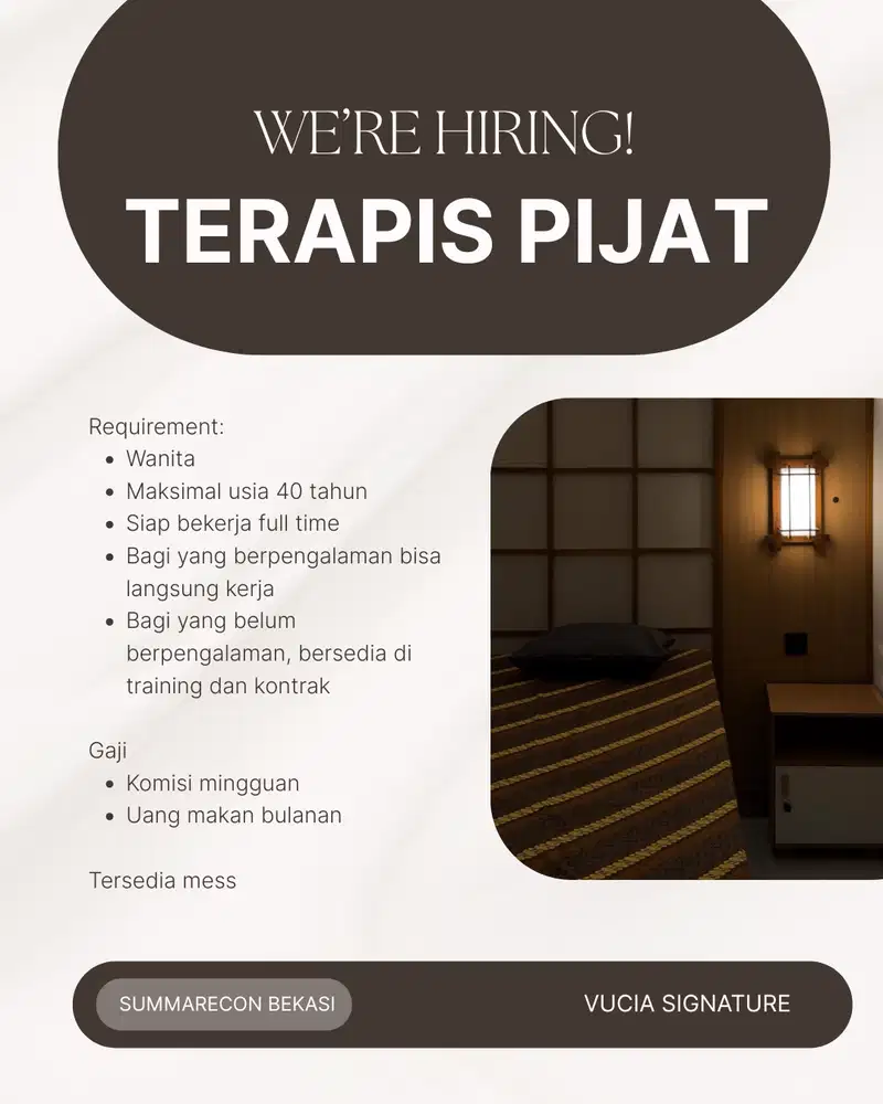 DIBUTUHKAN: LOKER TERAPIS PIJAT