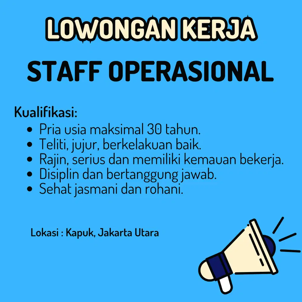 Lowongan Kerja Staff Operasional