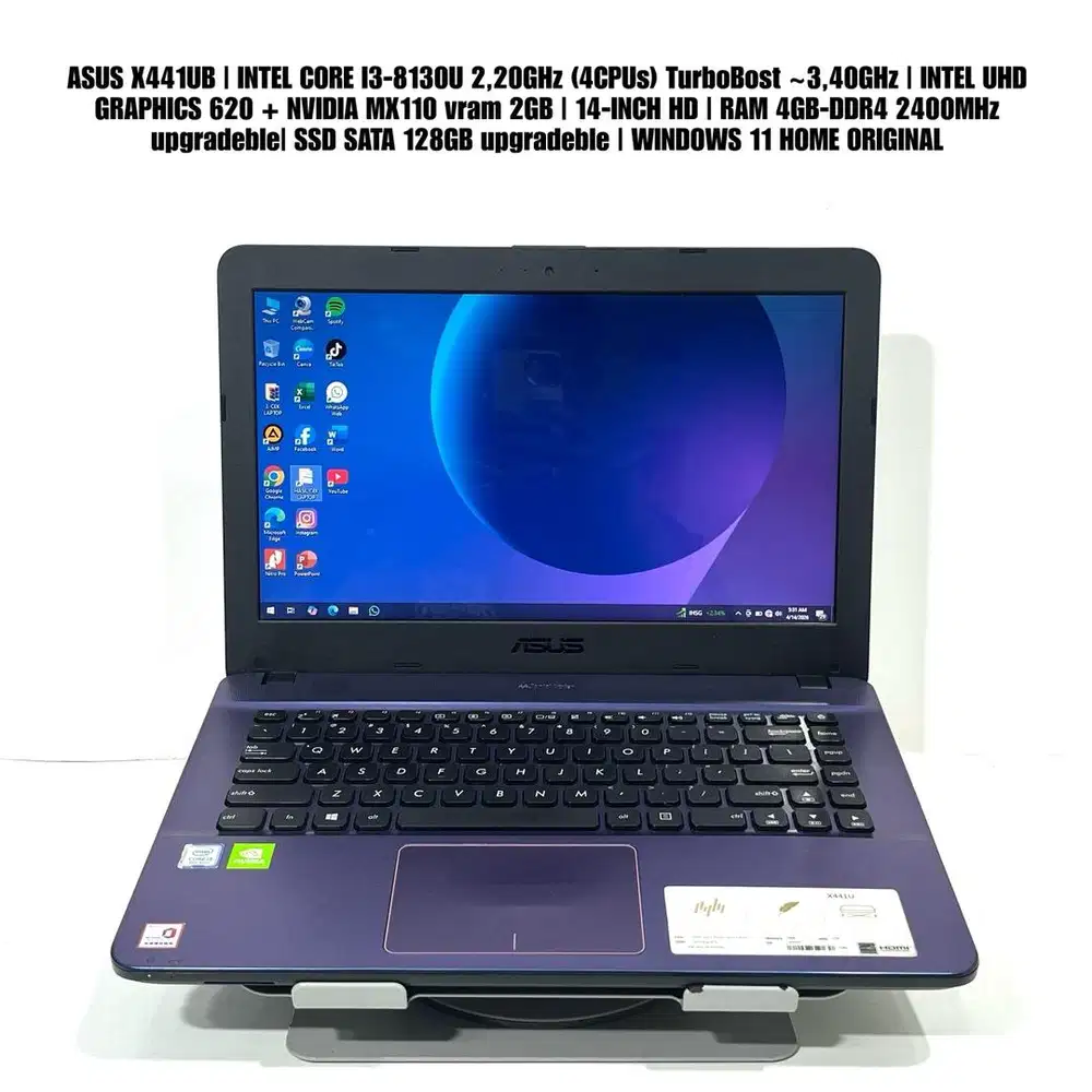 laptop asus x441ub intel core i3-8130u nvidia mx110 2gb 14inch