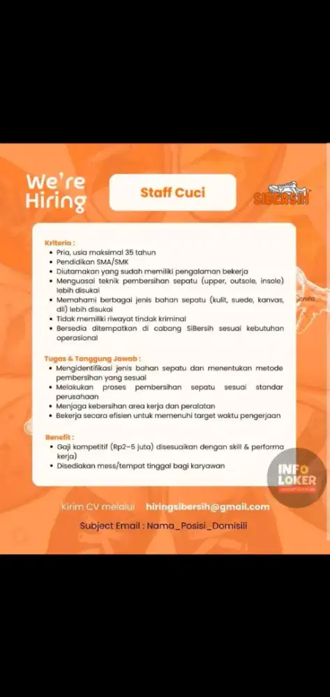 Loker staff cuci