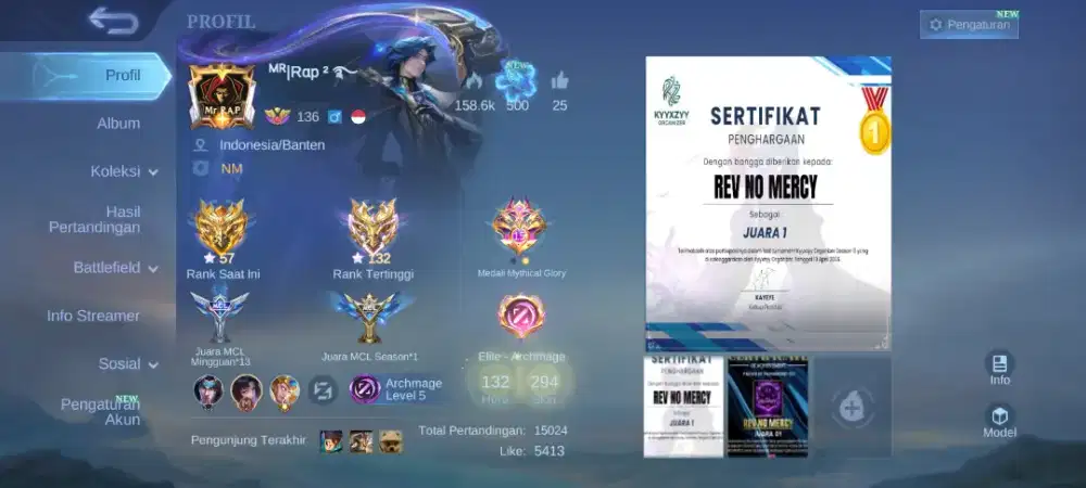 AKUN MOBILE LEGENDS | Ex. Immortal