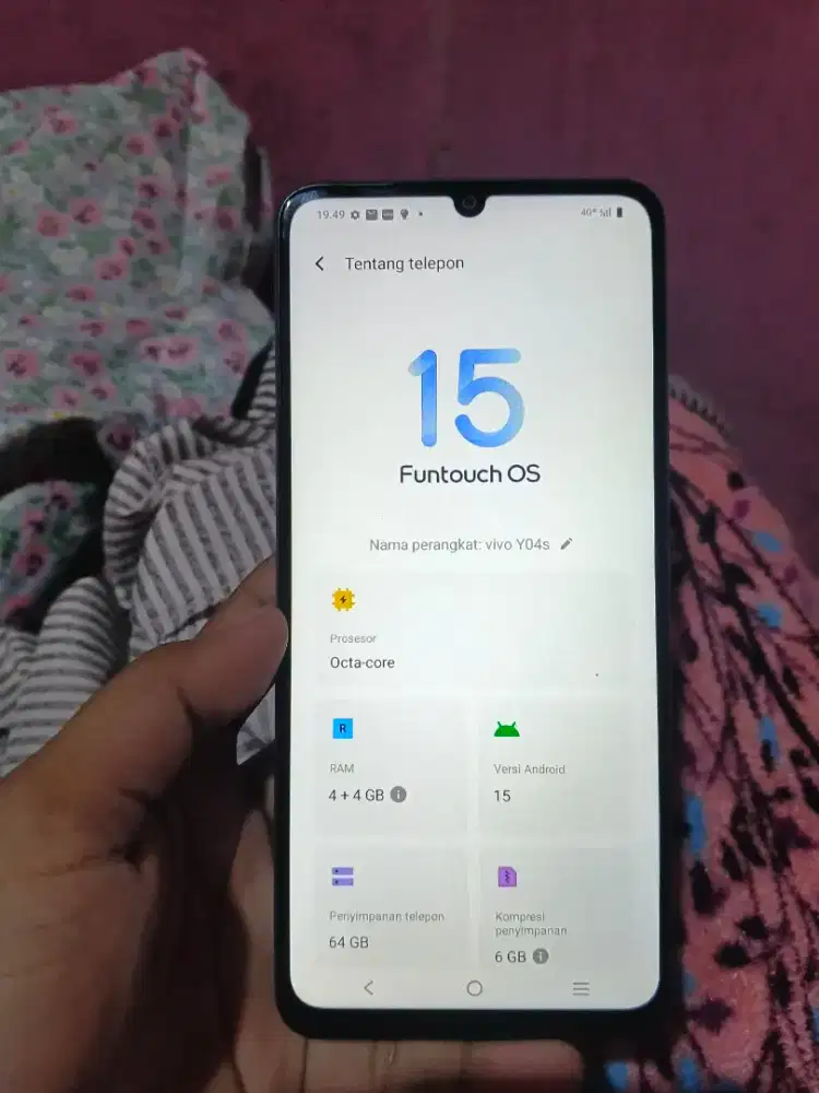 Vivo y04s ram 4/64 nominus sidik jari on