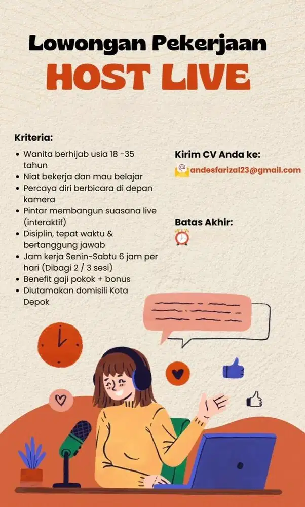 LOKER HOST LIVE WANITA